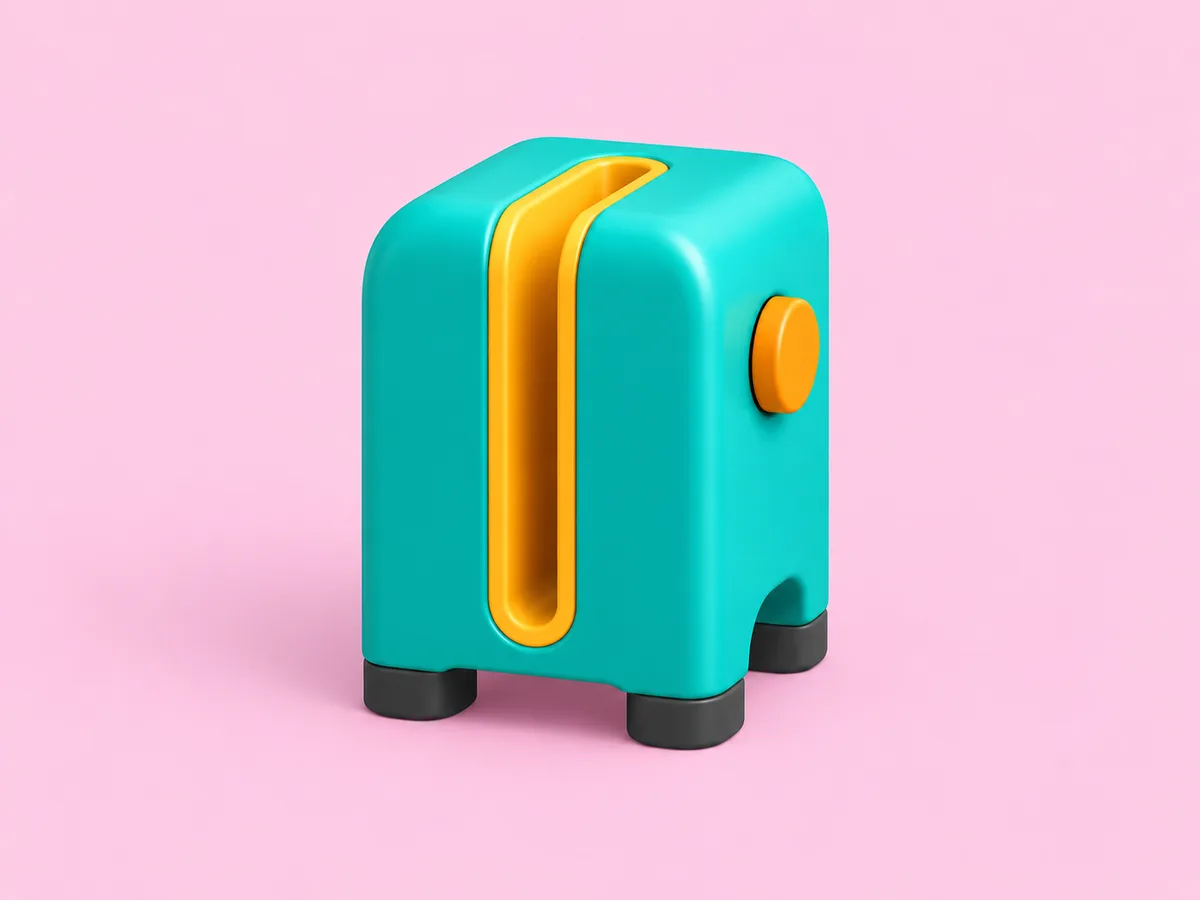 A single compact teal machine alone on the ground, with one deep, narrow groove down its front, lined in yellow and worn smooth.